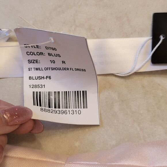 NWT Alfred Sung Off-Shoulder Blush Pink Dress Satin Twill Size 10 - Picture 6 of 14